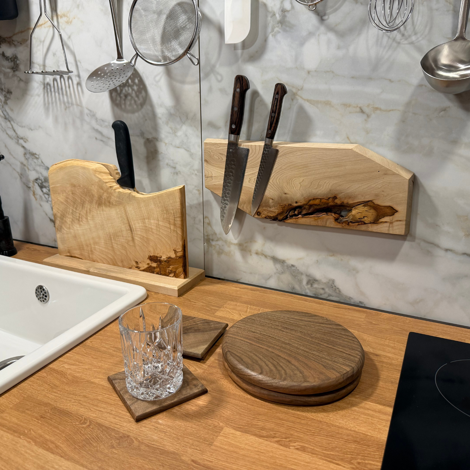 Round Walnut Display Base - Set of two