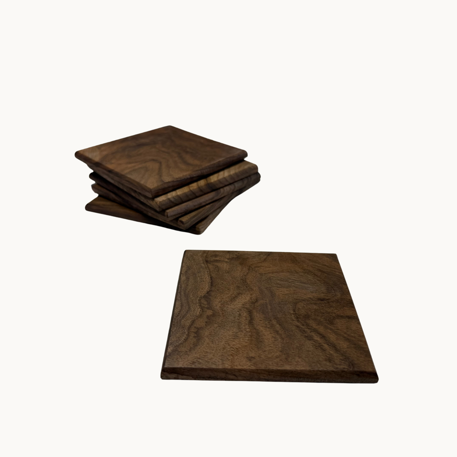 Walnut Square Coaster Set (6 pcs)