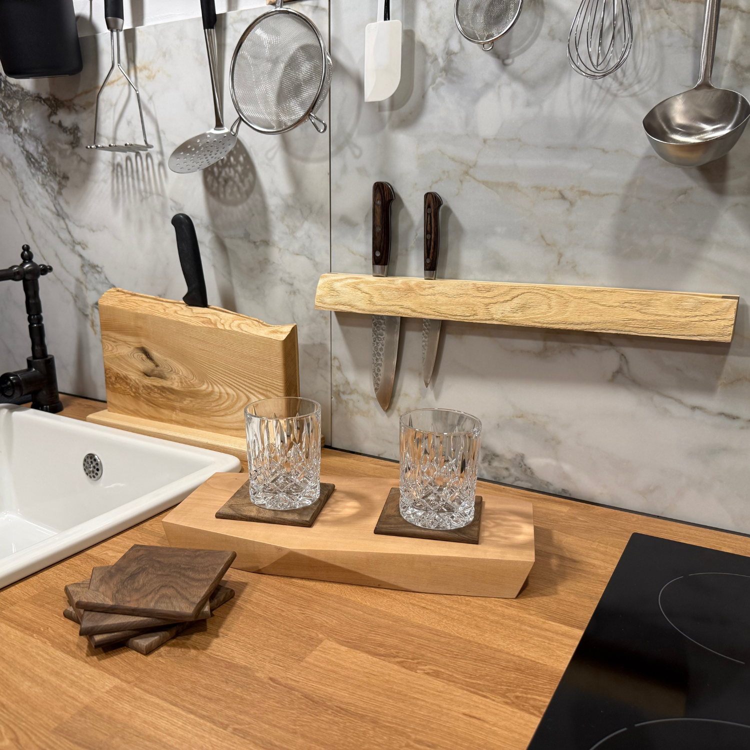 Walnut Square Coaster Set (6 pcs)