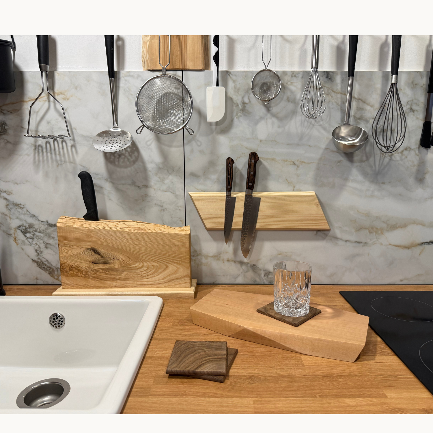 Sculpted Asymmetric Ash Knife Holder