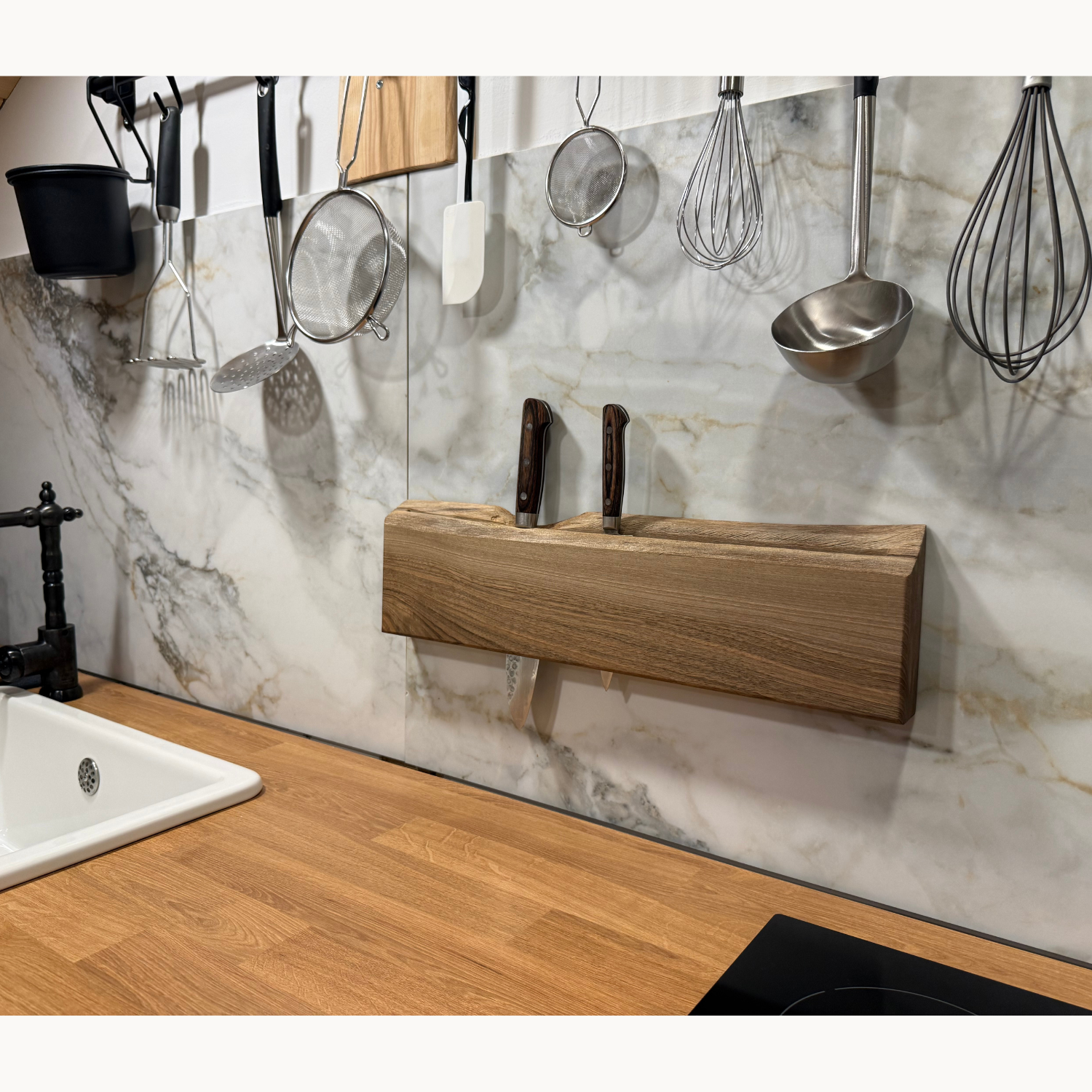 Walnut Flat Wall Knife Holder