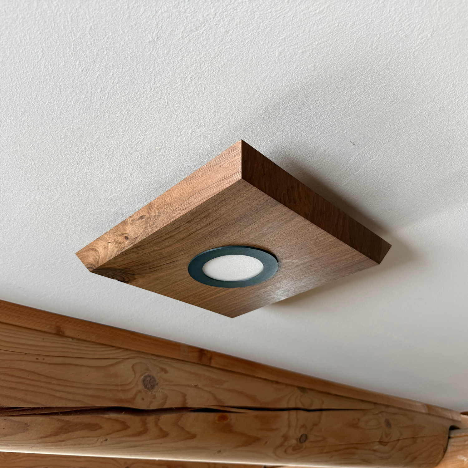 Square Walnut Ceiling Light
