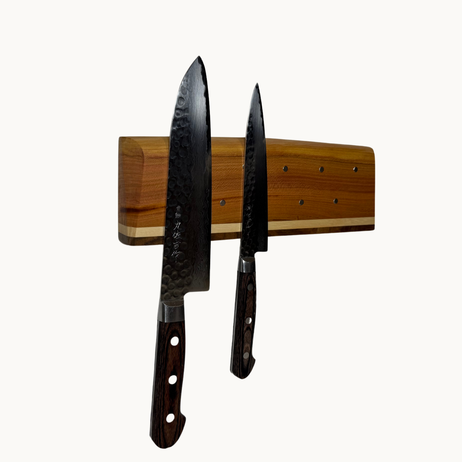 Sculpted Plum & Walnut ⁄ Ash Knife Holder with Live Edge