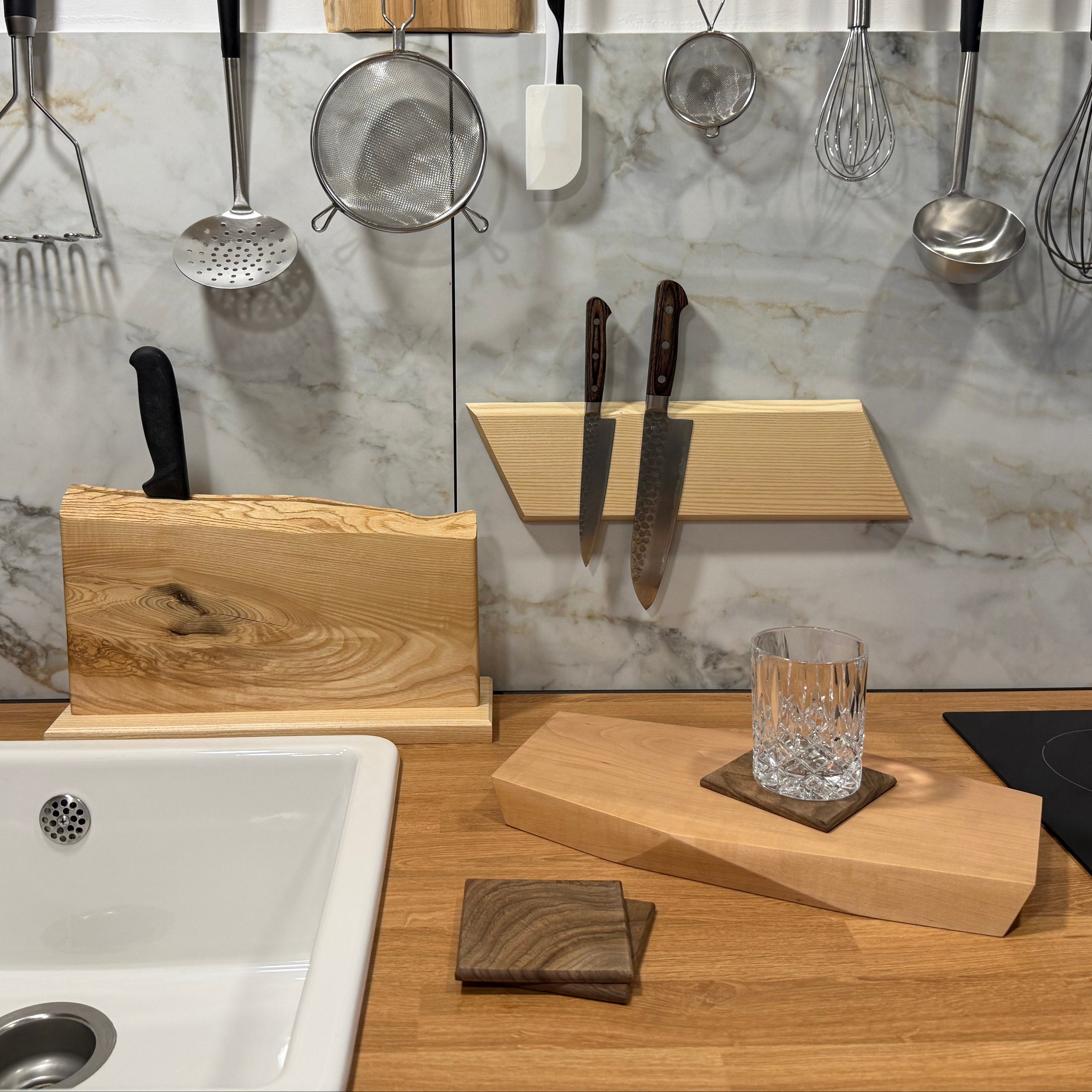 Sculpted Asymmetric Ash Knife Holder